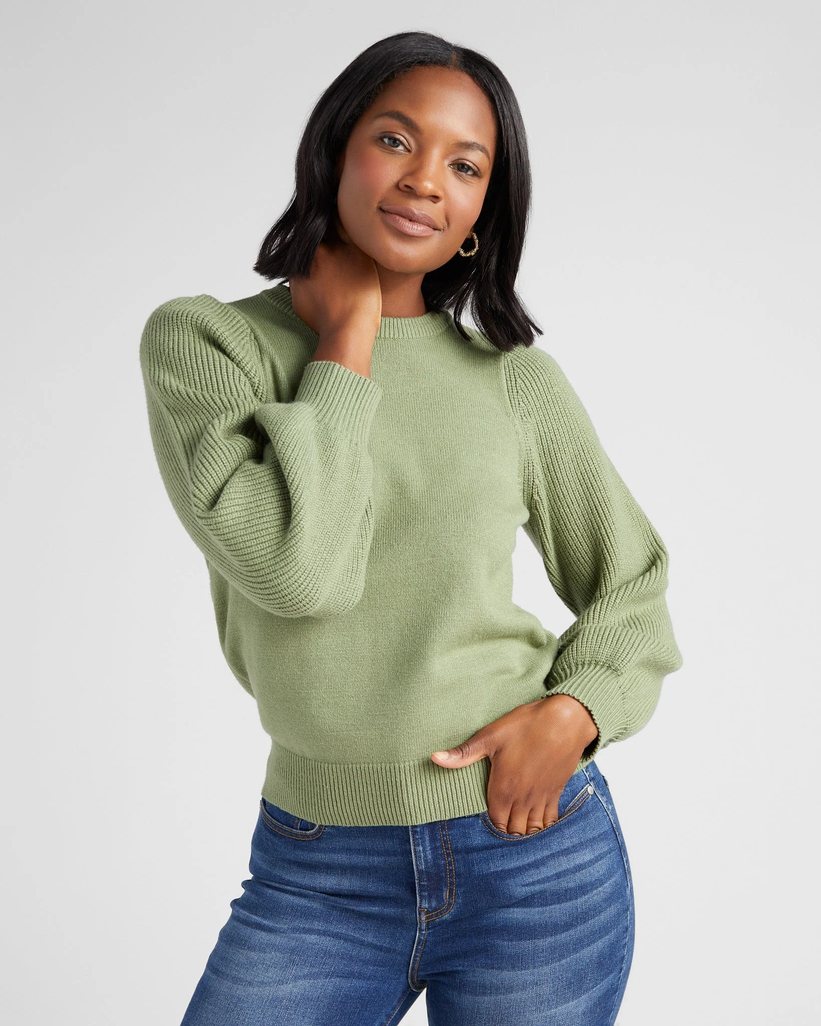 Pacific Puff Shoulder Crew Neck Sweater - Image 9