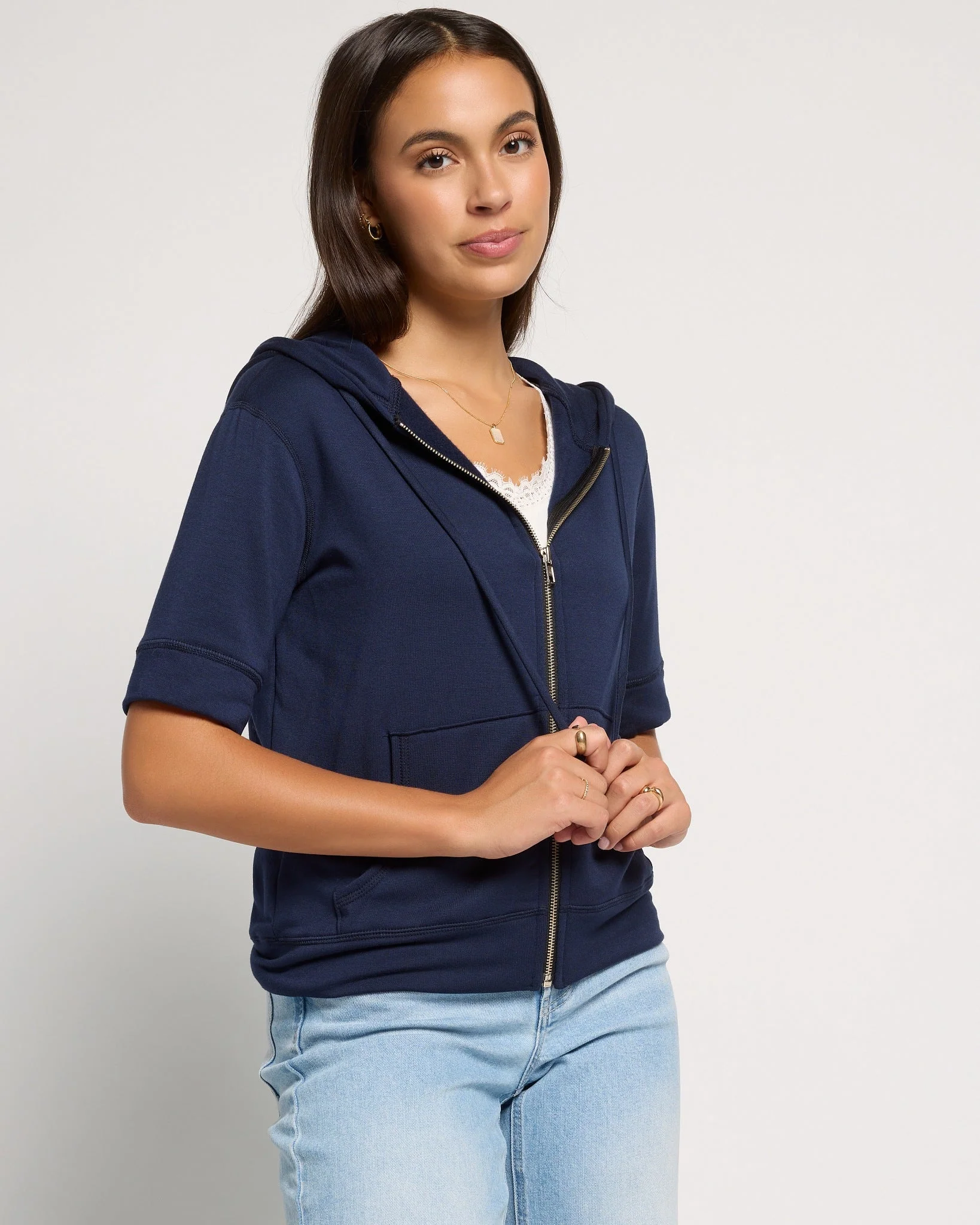 Short Sleeve Zip Hoodie - Image 11