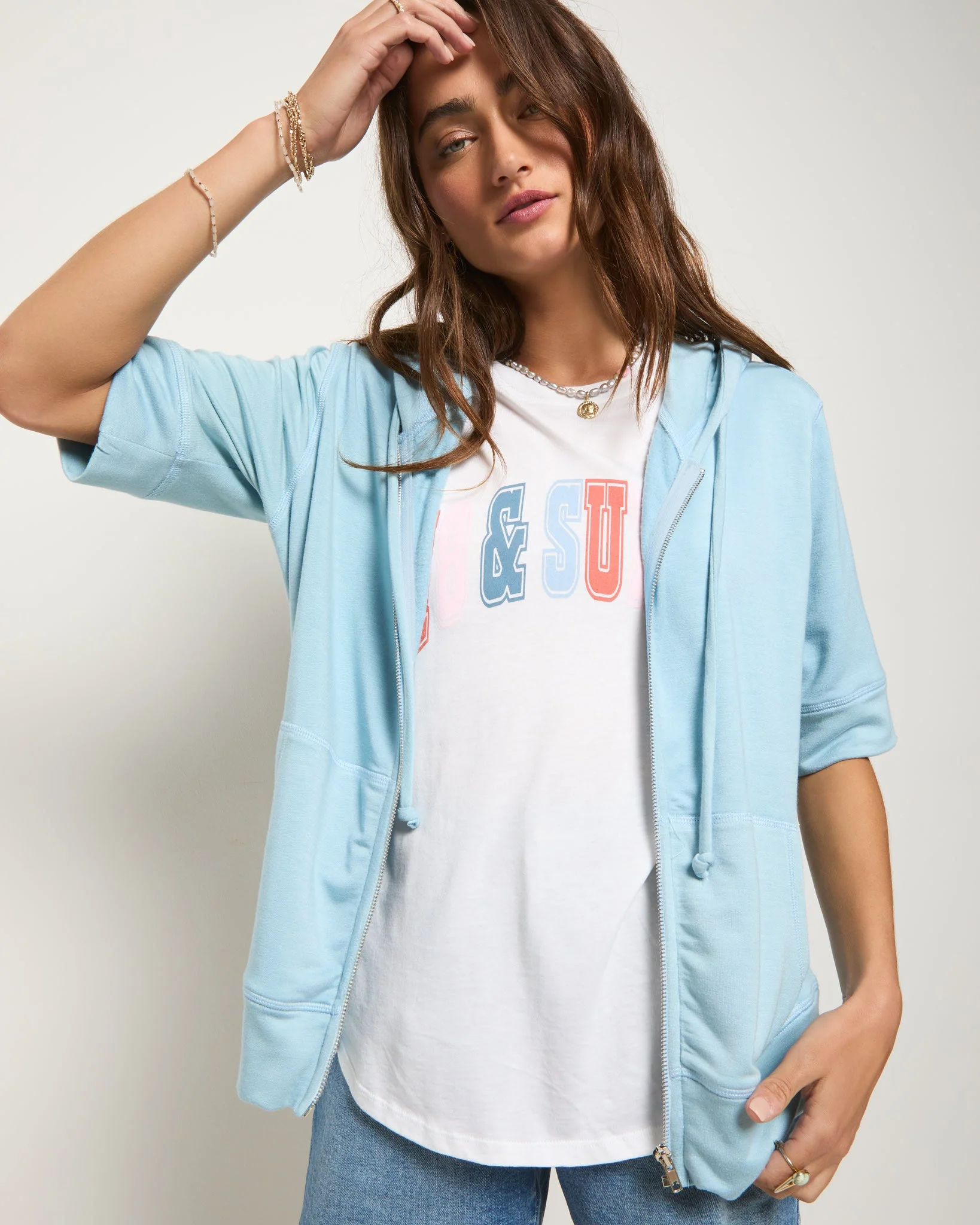 Short Sleeve Zip Hoodie - Image 15