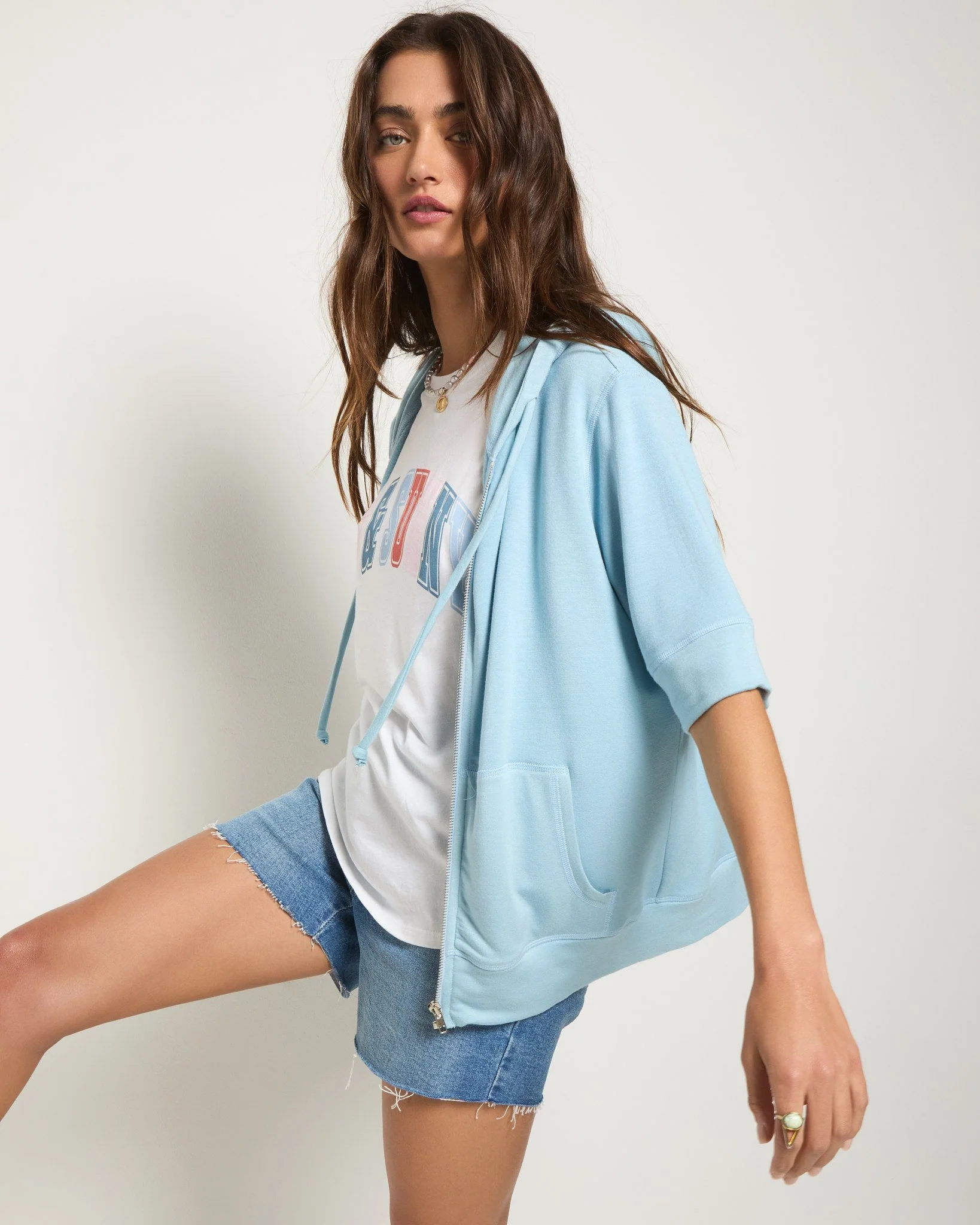 Short Sleeve Zip Hoodie - Image 17