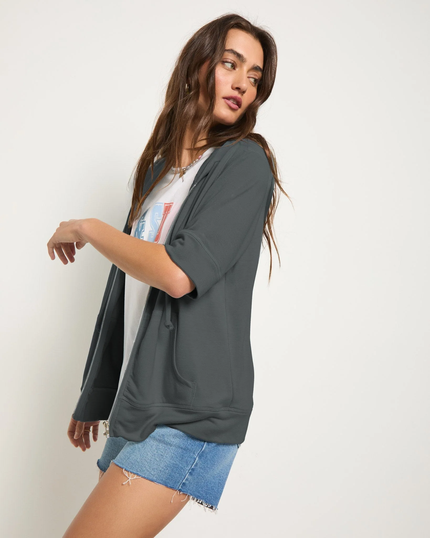 Short Sleeve Zip Hoodie - Image 27