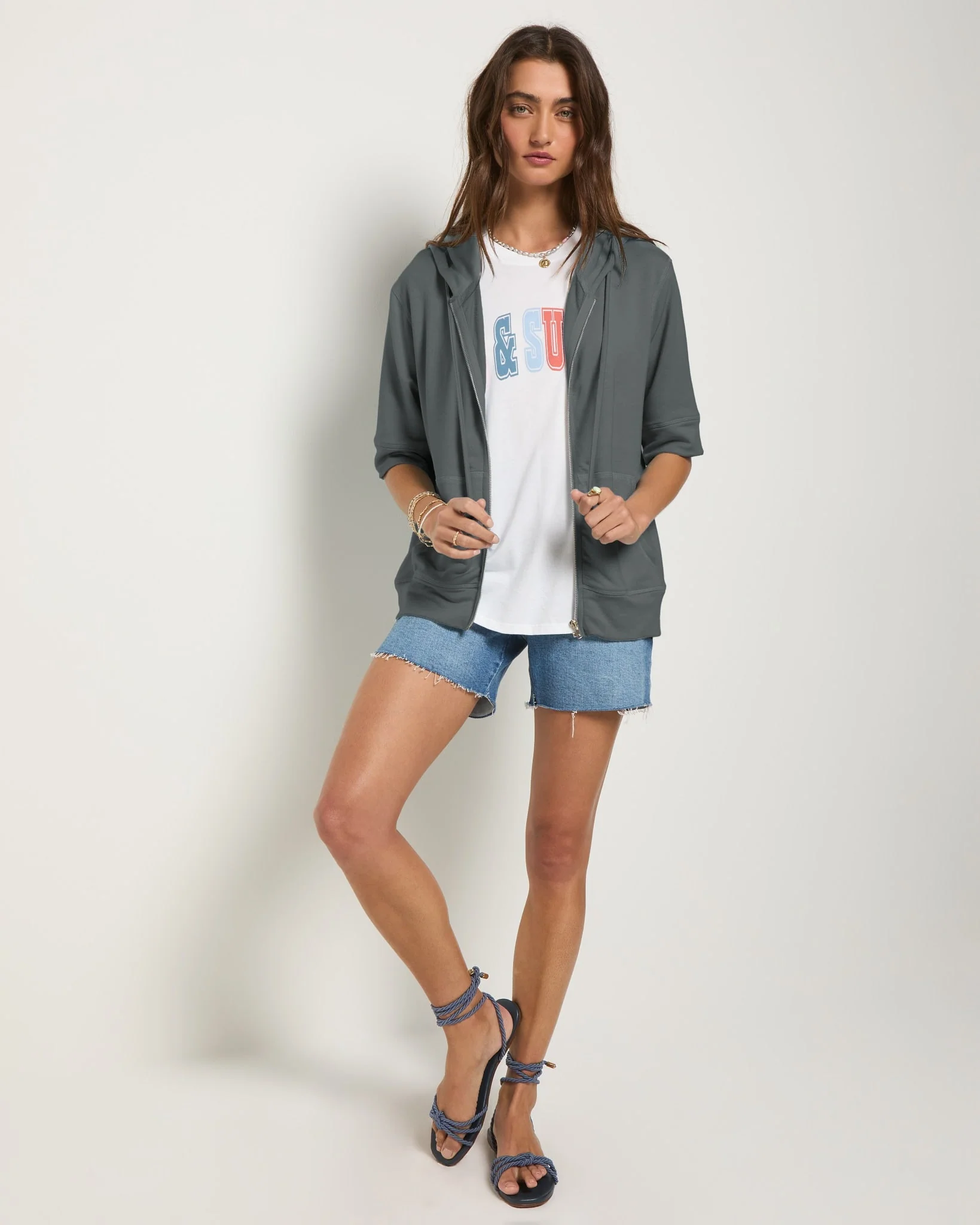 Short Sleeve Zip Hoodie - Image 28