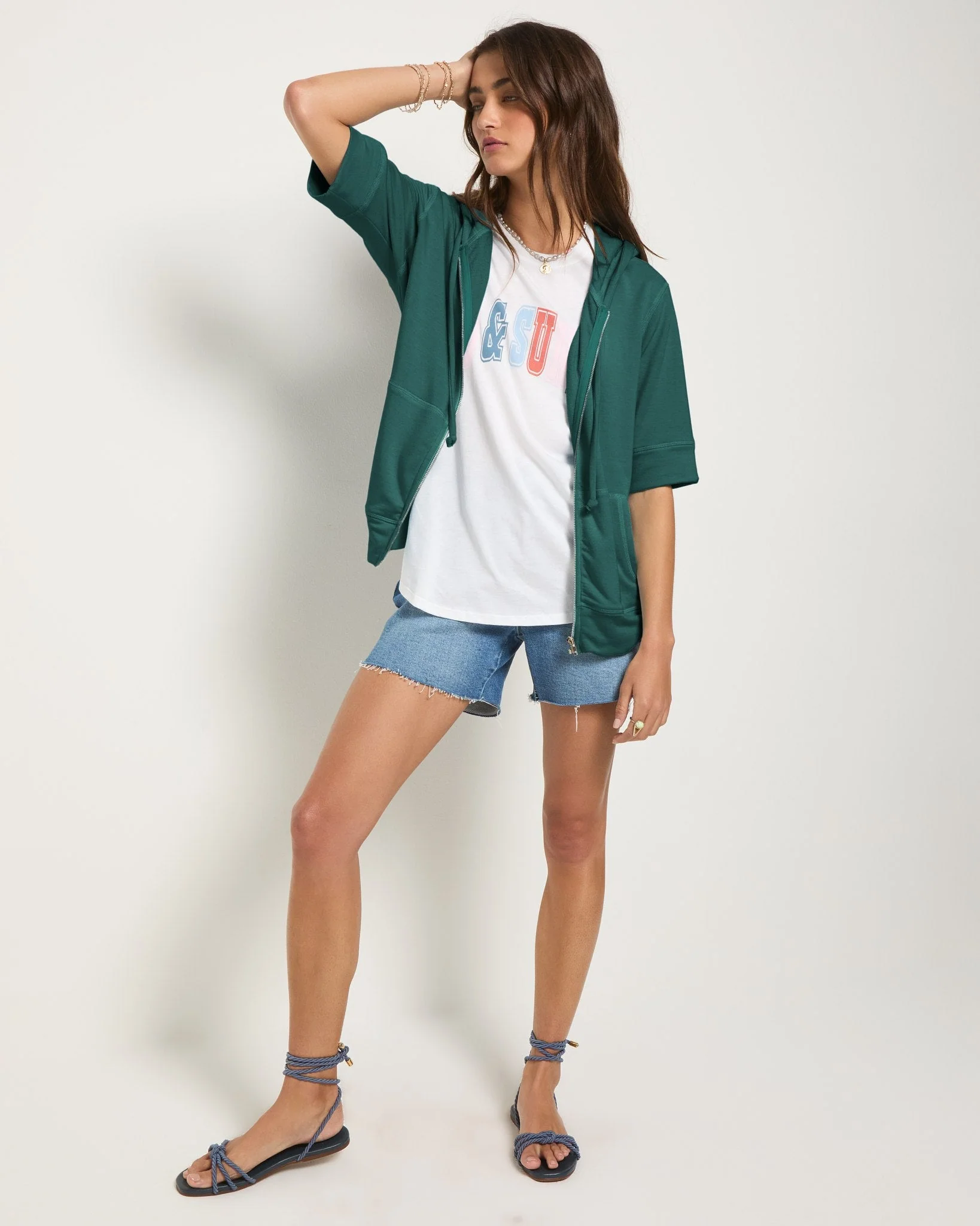 Short Sleeve Zip Hoodie - Image 42