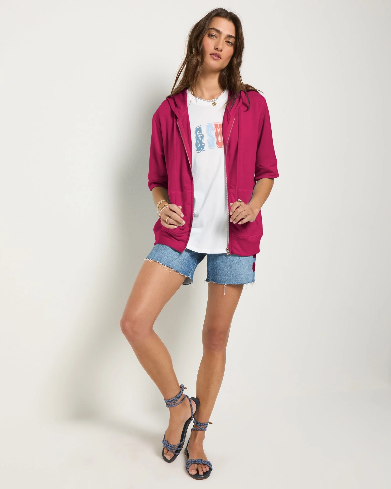 Short Sleeve Zip Hoodie - Image 6