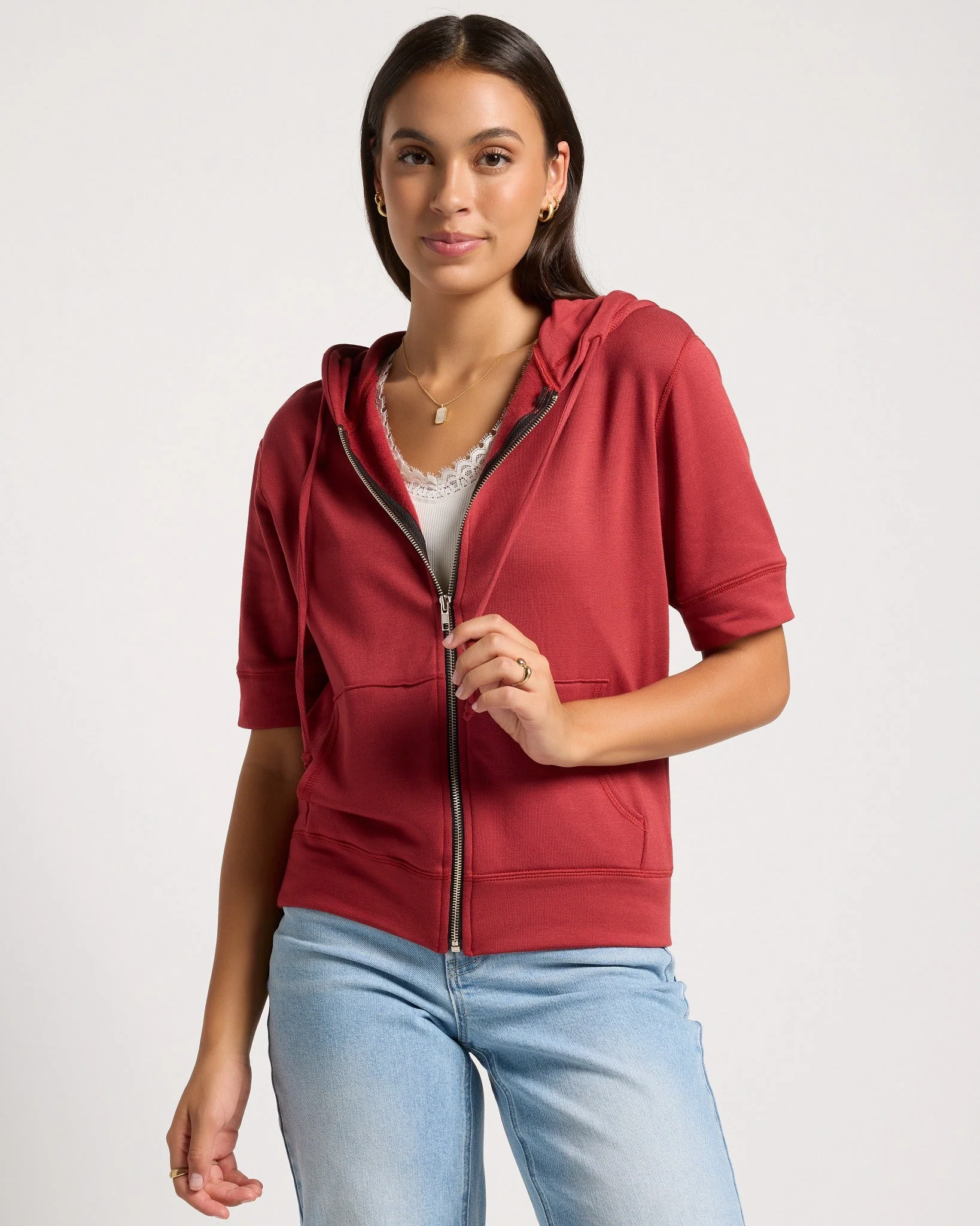 Short Sleeve Zip Hoodie - Image 7