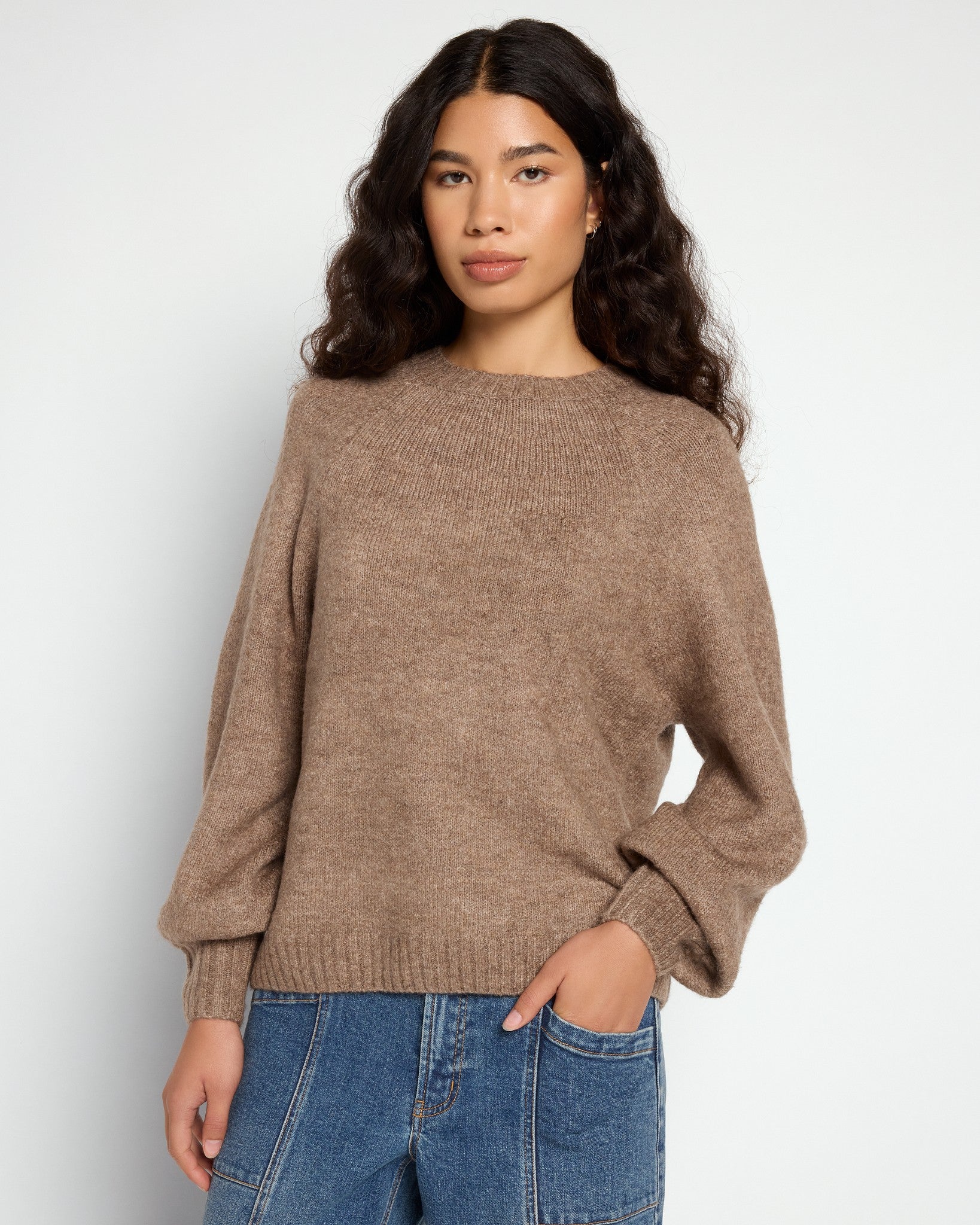 Balloon Sleeve Crewneck Sweater - Image 10