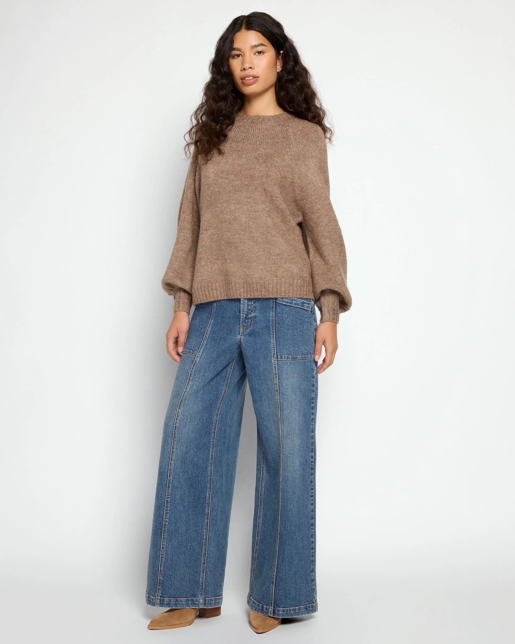 Balloon Sleeve Crewneck Sweater - Image 13