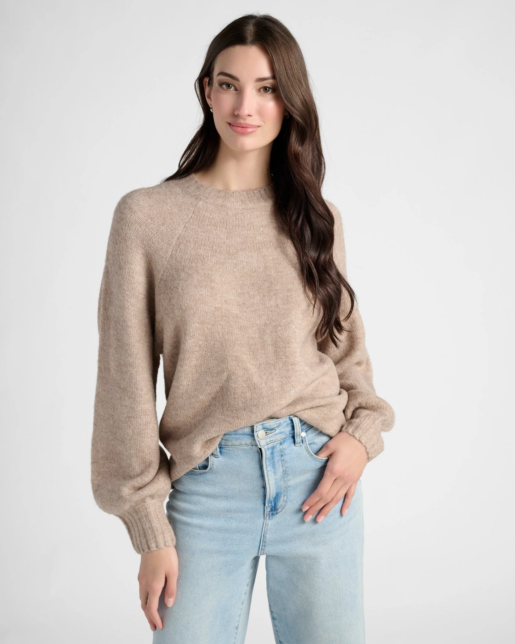 Balloon Sleeve Crewneck Sweater - Image 6