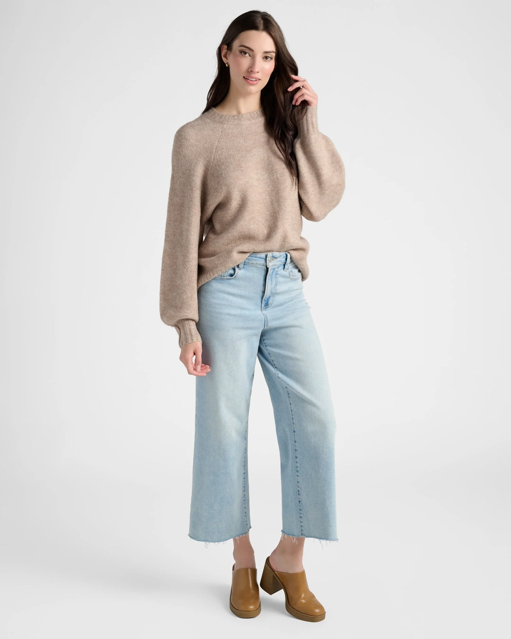 Balloon Sleeve Crewneck Sweater - Image 9