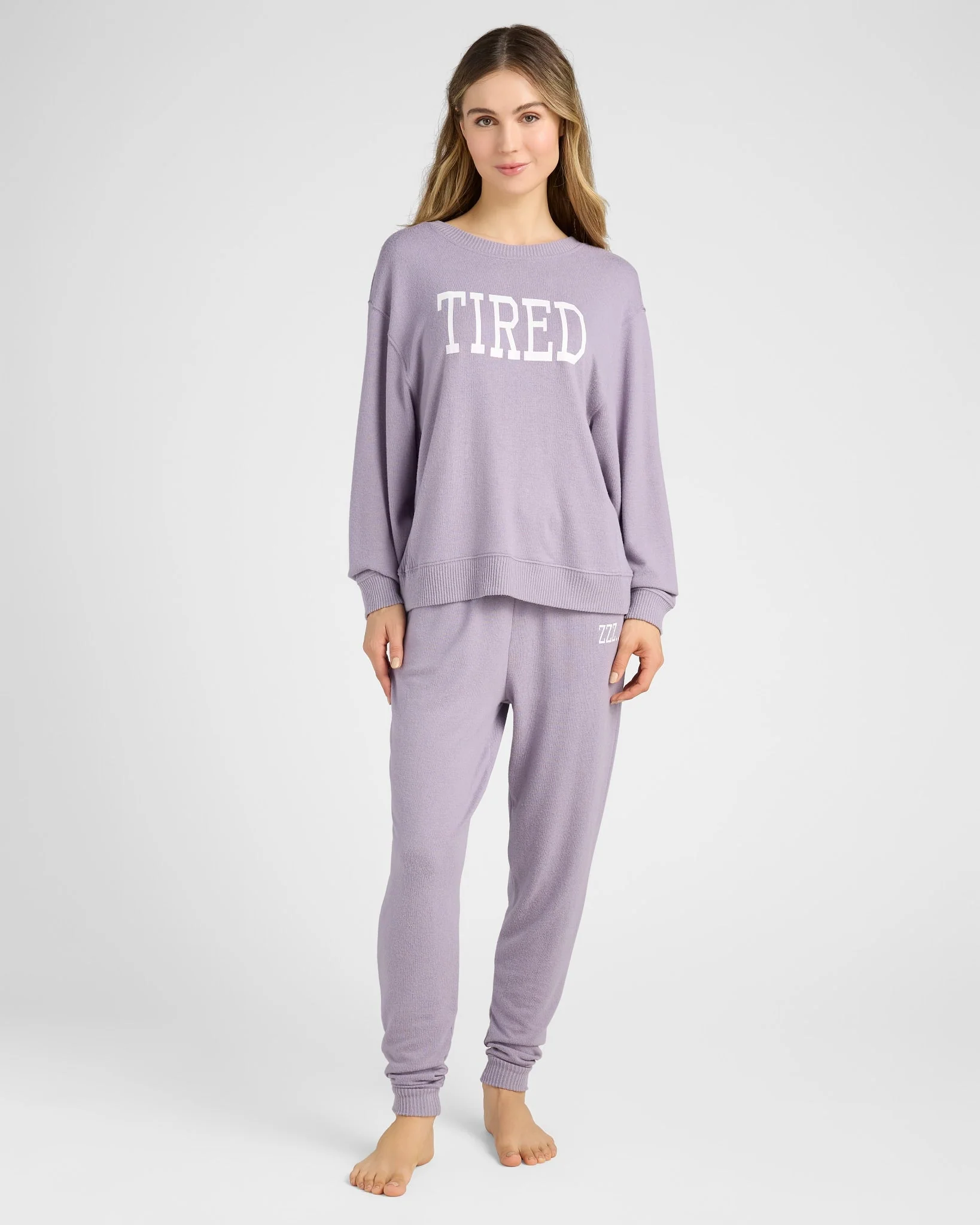 Heathered Shoreline Hacci "Tired" Graphic Pullover - Image 4
