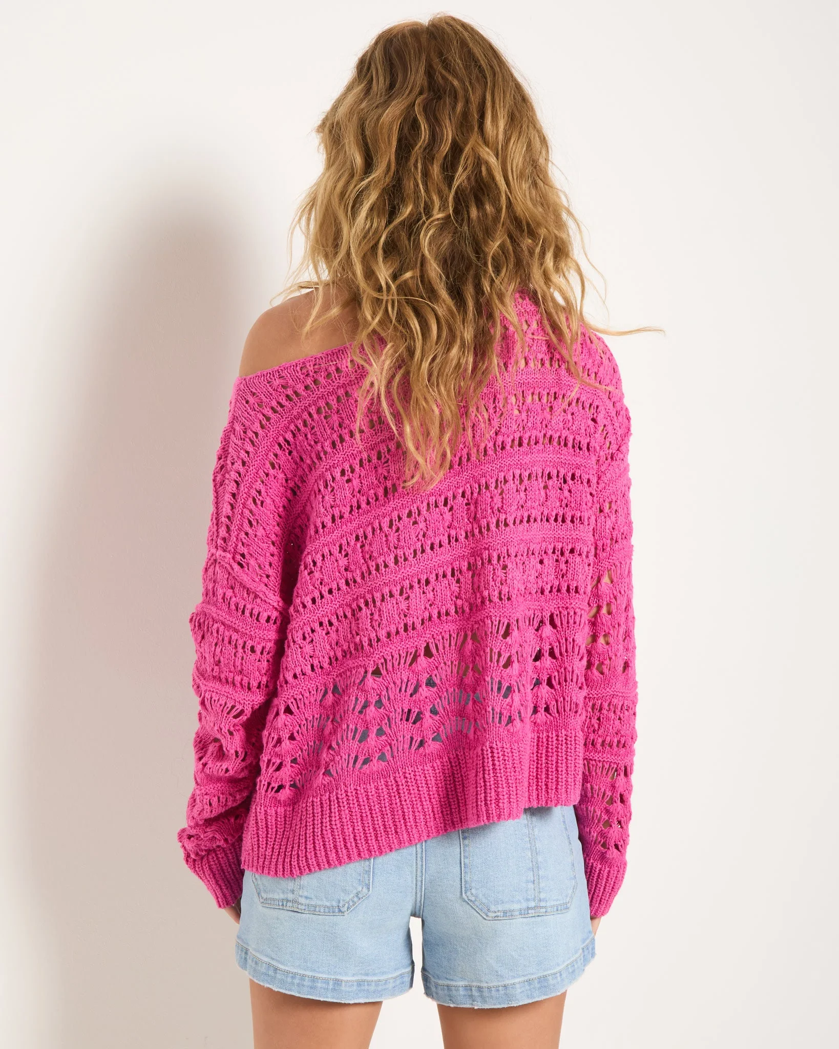 Sage Off Shoulder Pointelle Sweater - Image 16