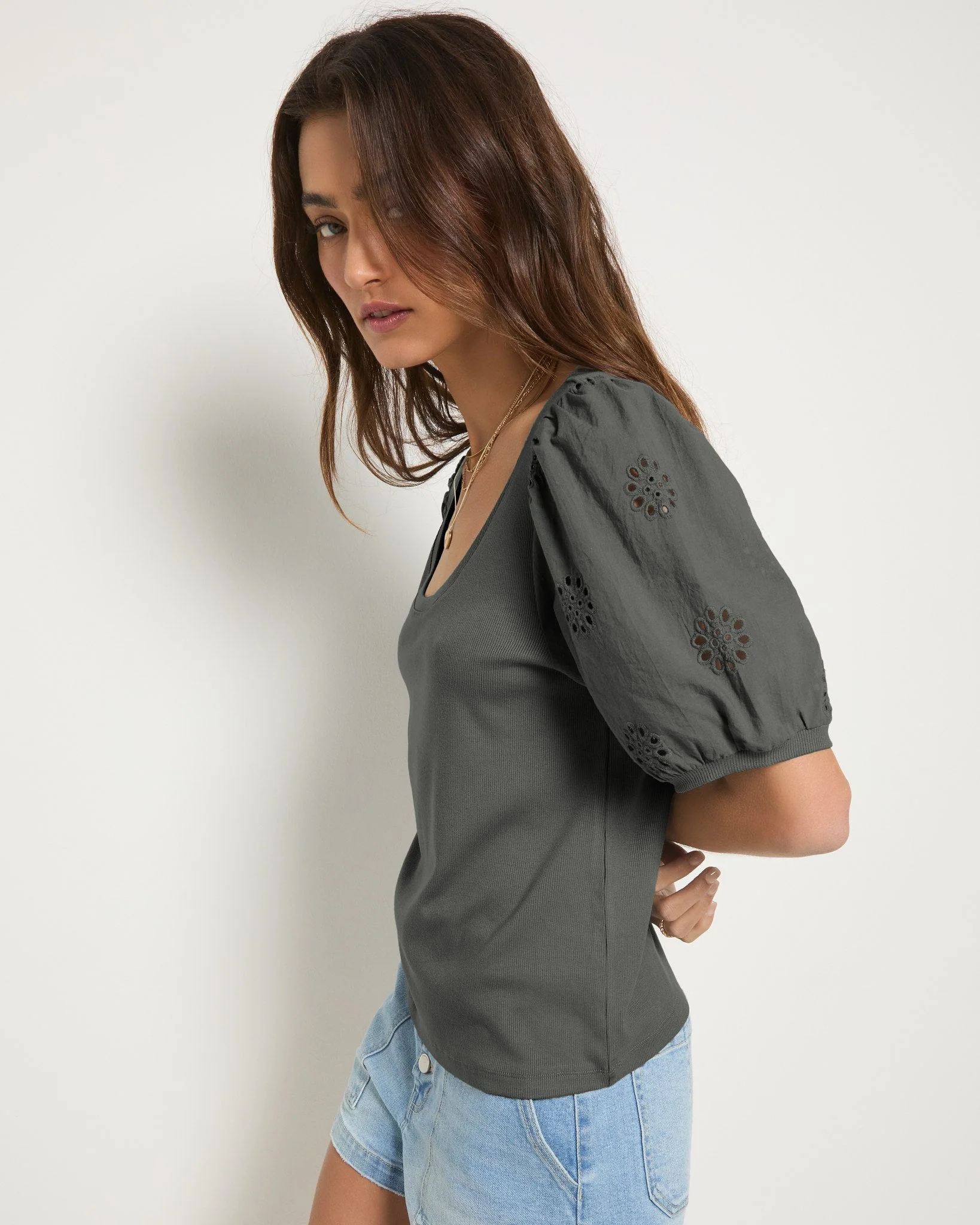 Seaglass Eyelet Sleeve Tee - Image 5