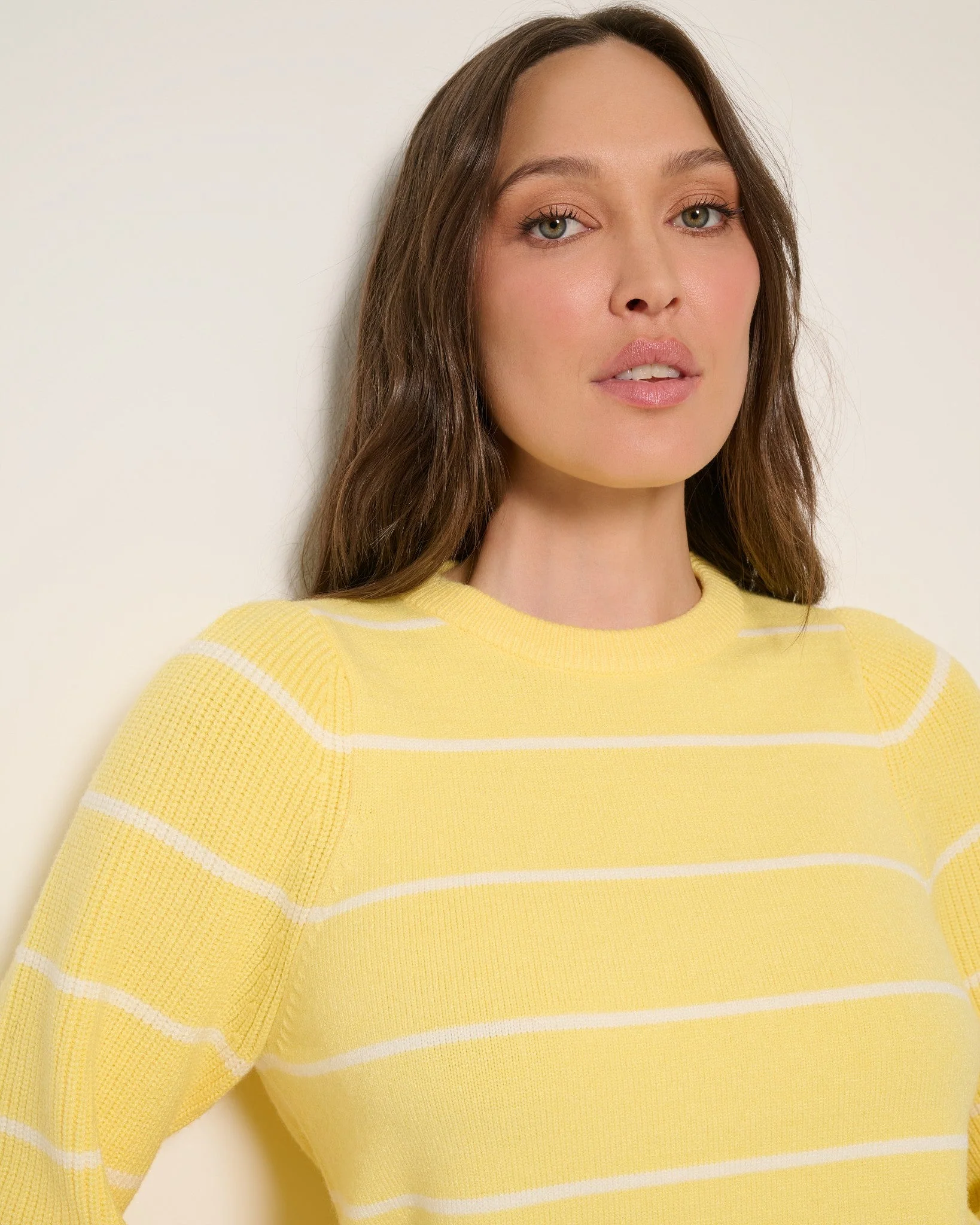 Striped Pacific Puff Shoulder Crew Neck Sweater - Image 3